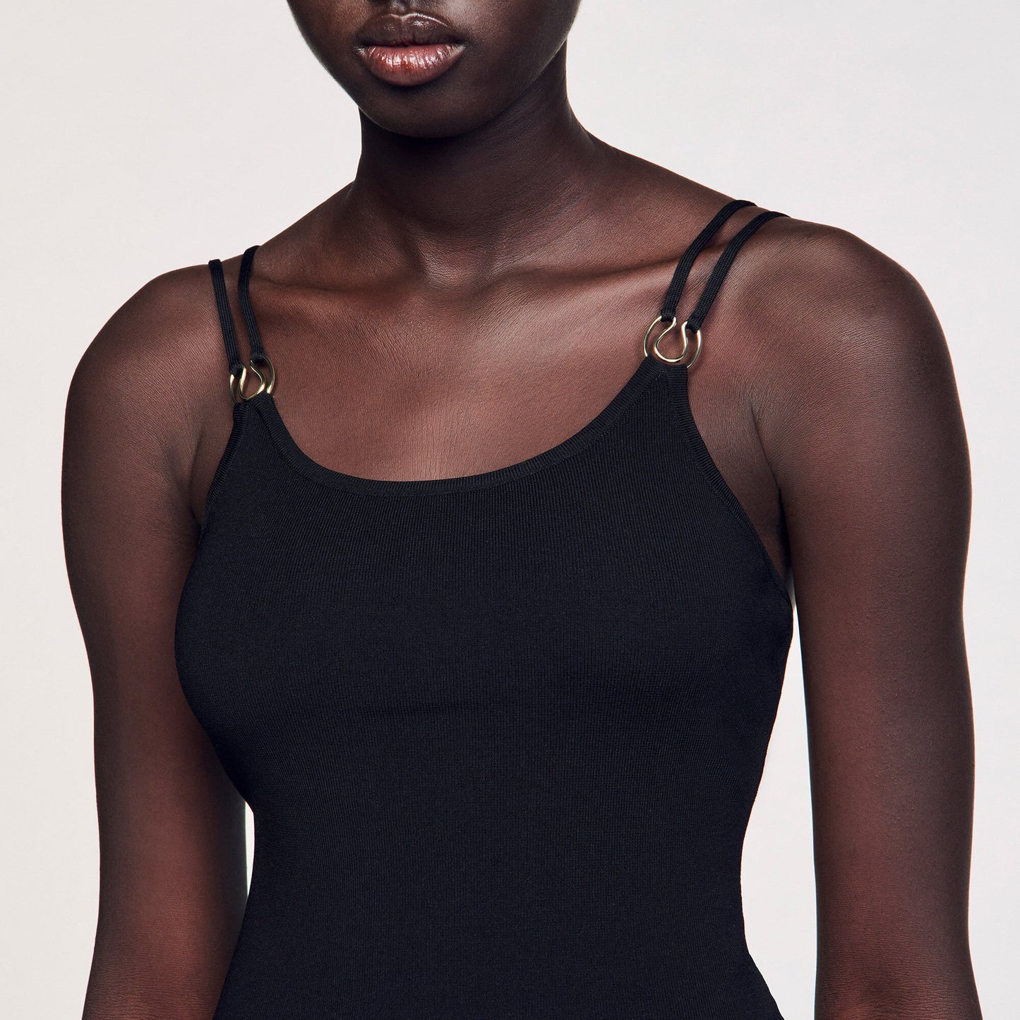 Sandro Jewelery detail knit leotard Black