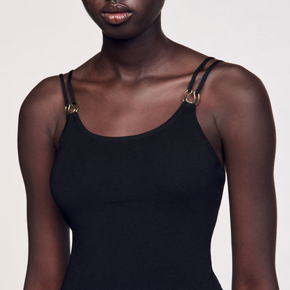 Sandro Jewelery detail knit leotard Black