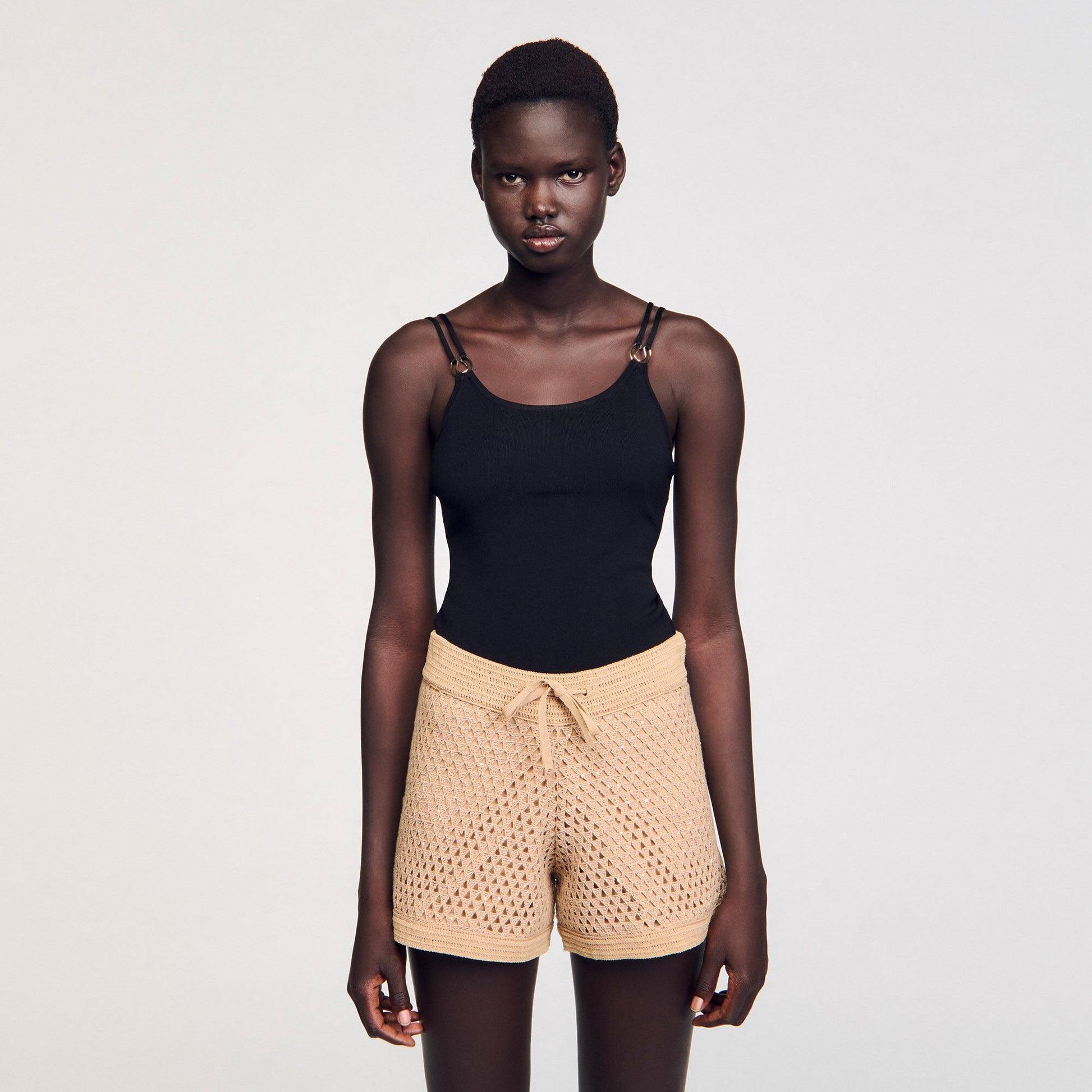 Sandro Jewelery detail knit leotard Black