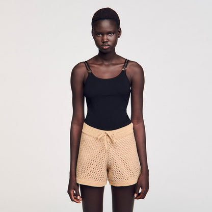Sandro Jewelery detail knit leotard Black