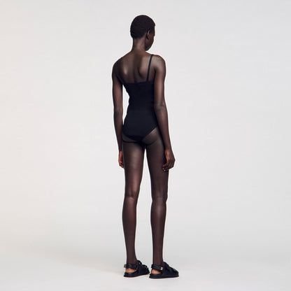Sandro Jewelery detail knit leotard Black