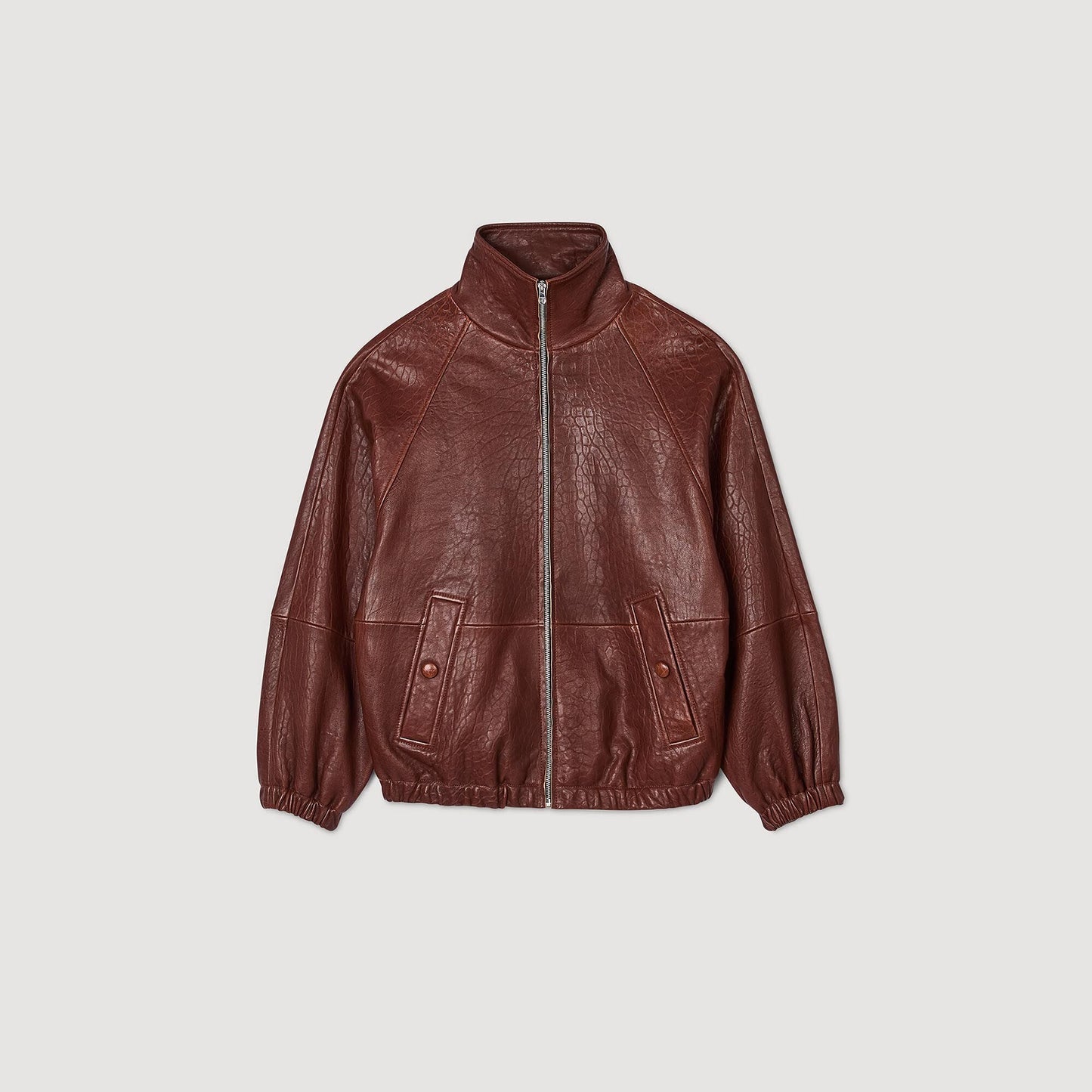Sandro Oversized leather jacket Bordeaux