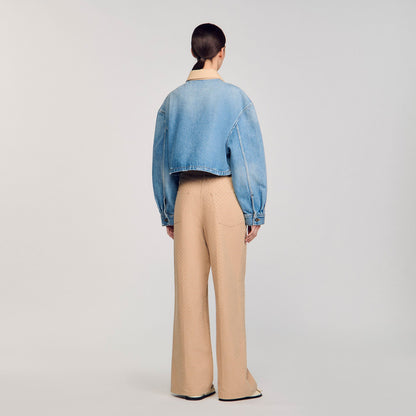 Sandro Denim jacket with studs Blue Jean