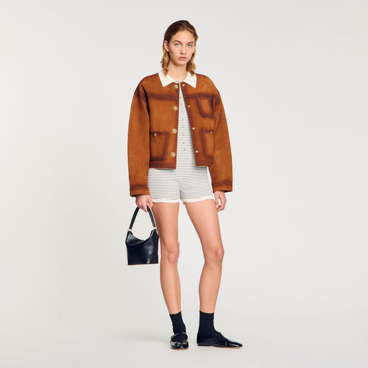 Sandro Suede jacket Camel