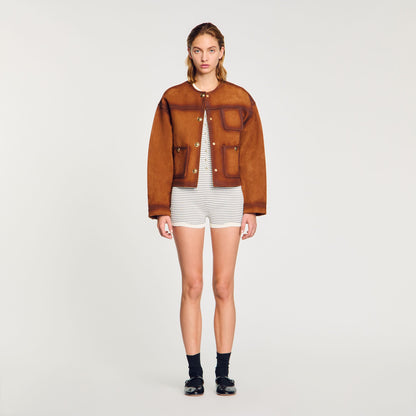 Sandro Suede jacket Camel