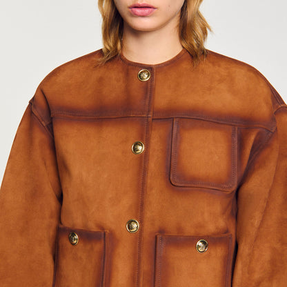 Sandro Suede jacket Camel