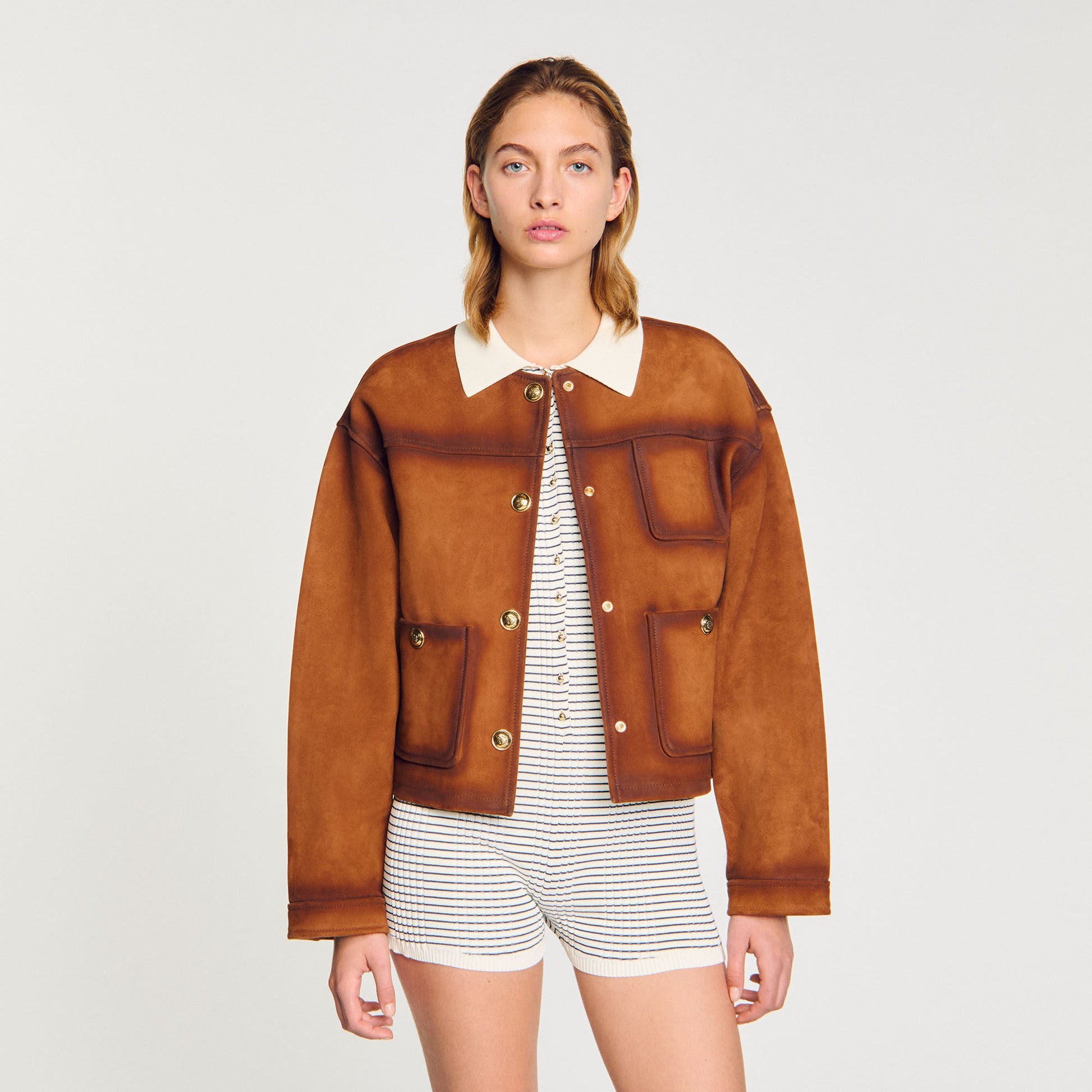 Sandro Suede jacket Camel