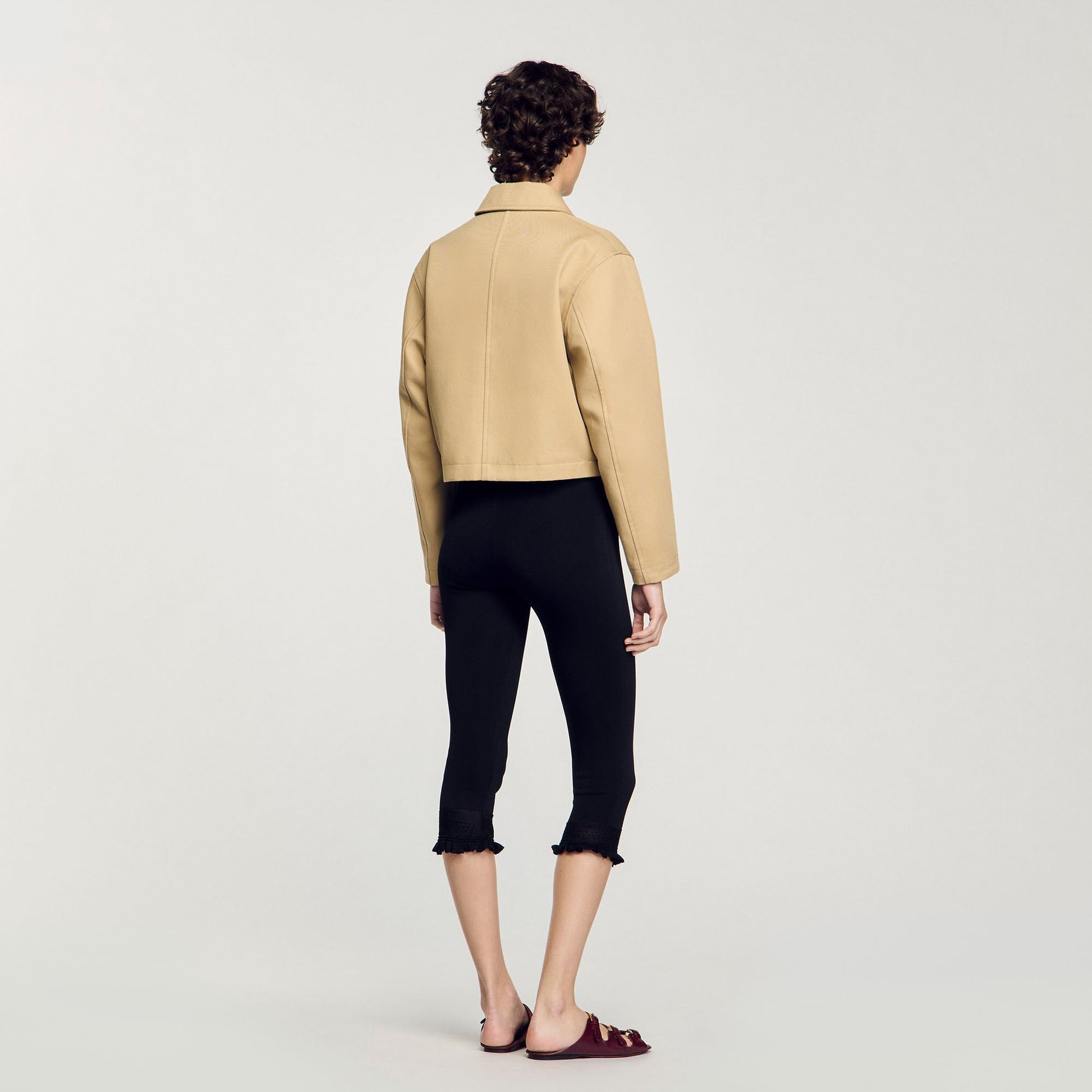 Sandro Short jacket with rhinestone details Beige