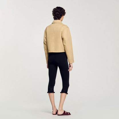 Sandro Short jacket with rhinestone details Beige