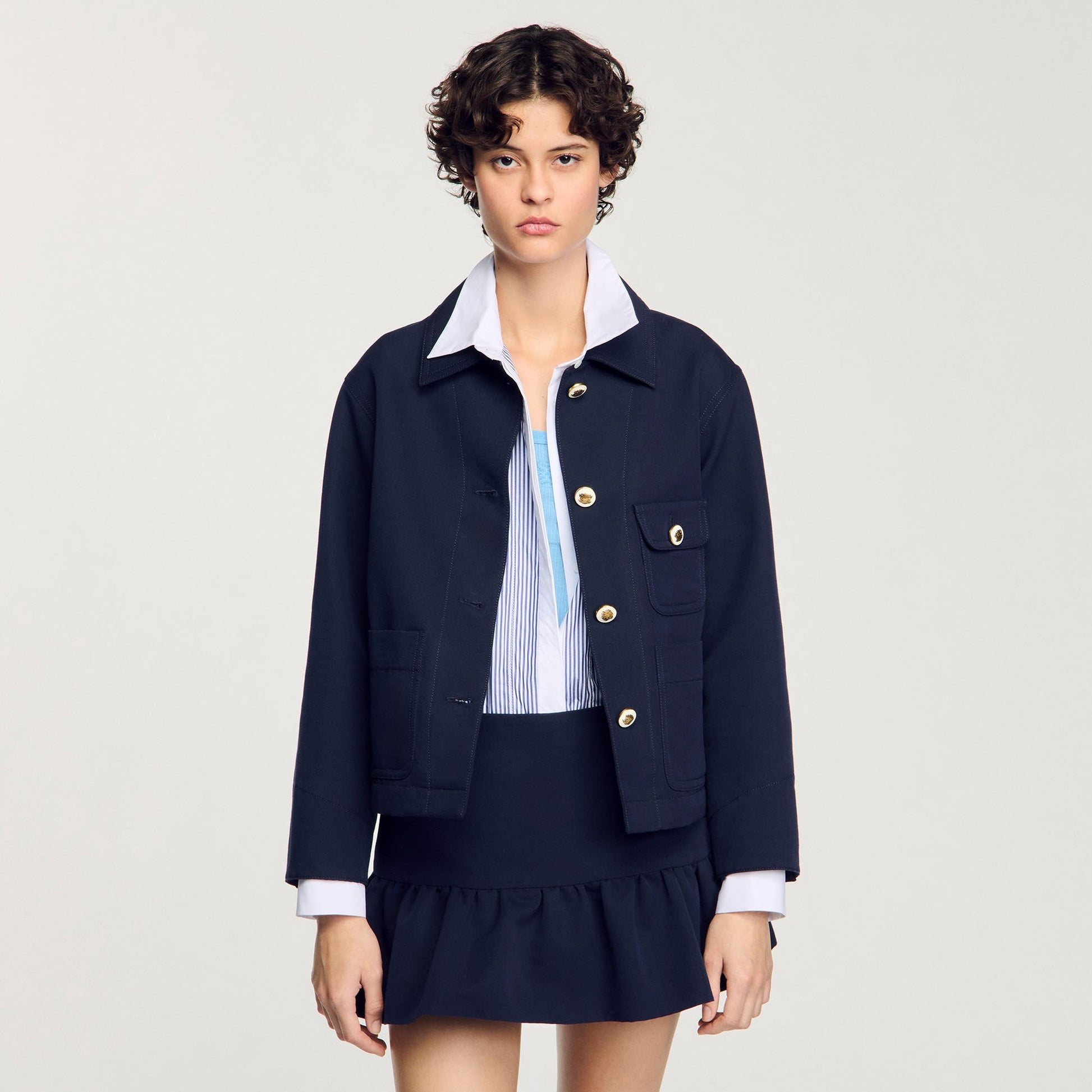 Sandro Jacket with officer buttons Navy Blue