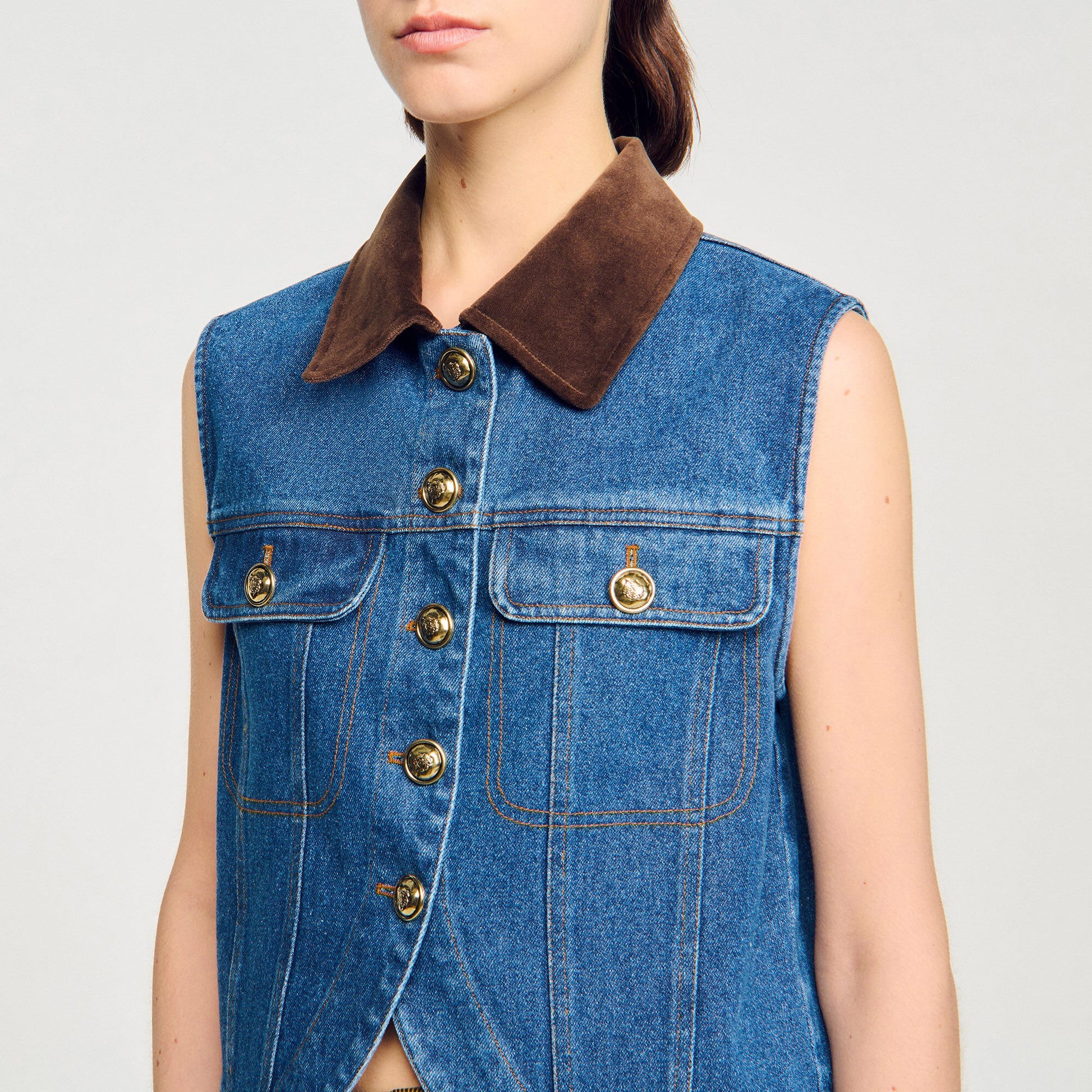 Sandro Sleeveless denim jacket Blue Jean