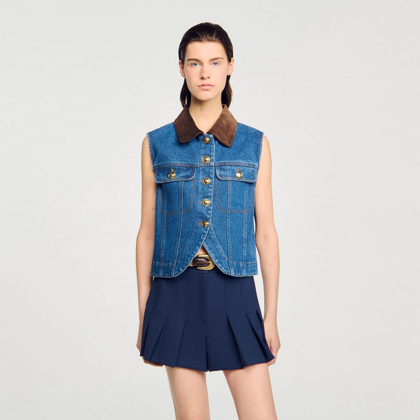 Sandro Sleeveless denim jacket Blue Jean