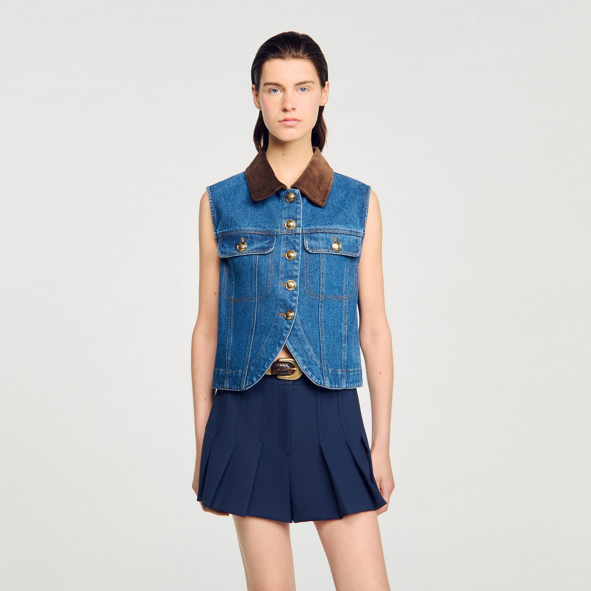 Sandro Sleeveless denim jacket Blue Jean