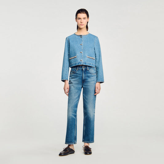 Sandro Rhinestone denim jacket Blue Jean