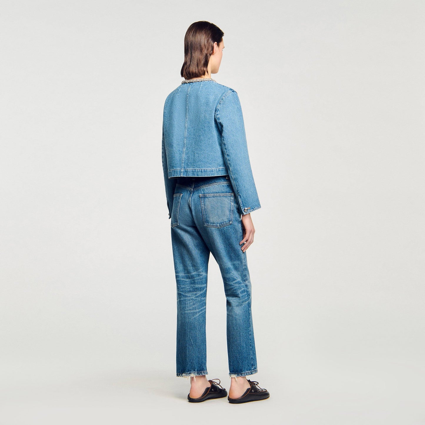 Sandro Rhinestone denim jacket Blue Jean