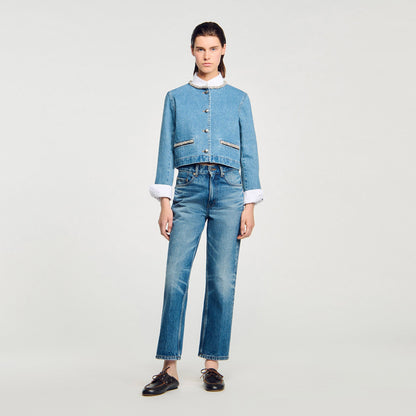 Sandro Rhinestone denim jacket Blue Jean