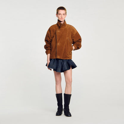 Sandro Oversized suede jacket Brown
