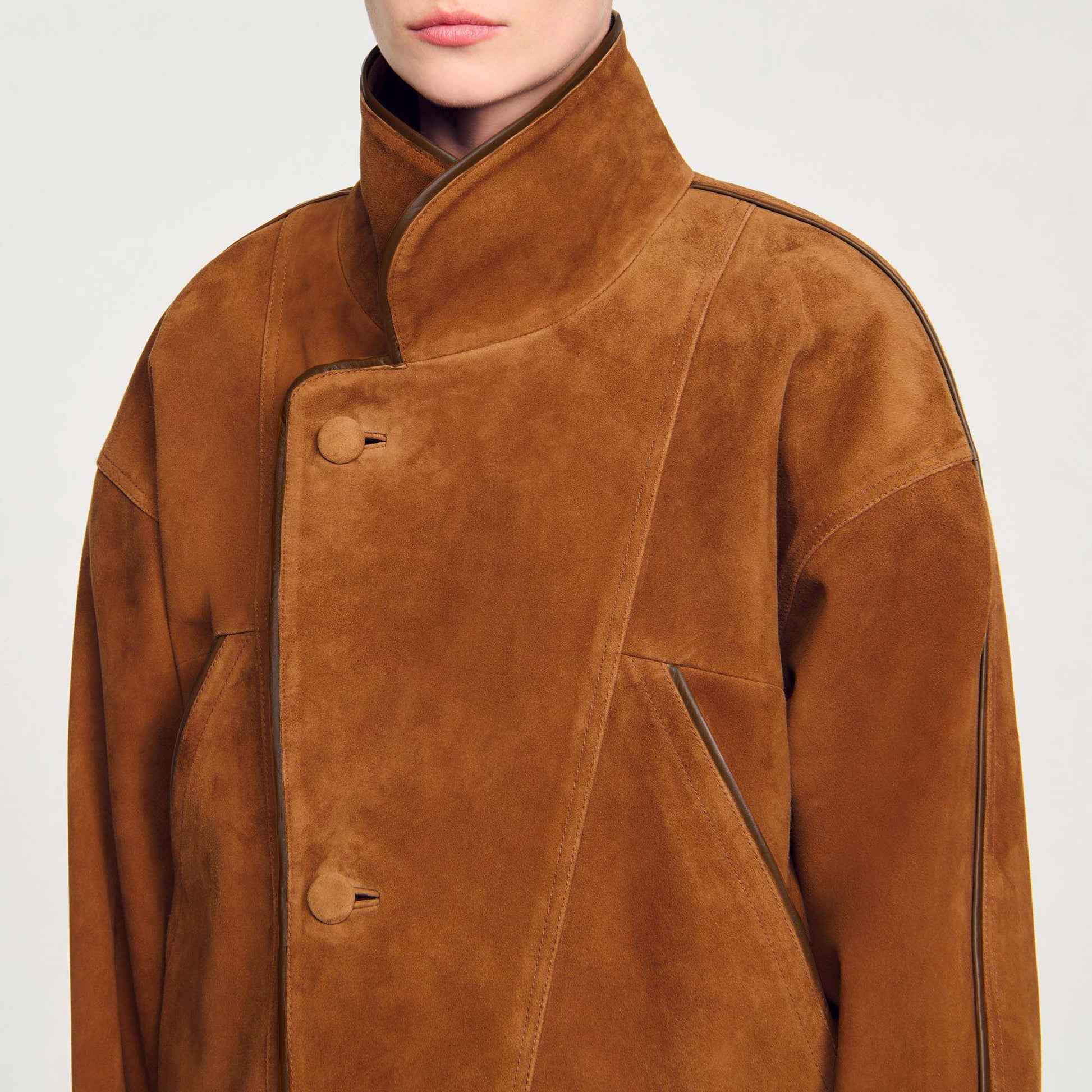 Sandro Oversized suede jacket Brown