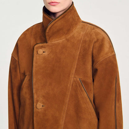 Sandro Oversized suede jacket Brown