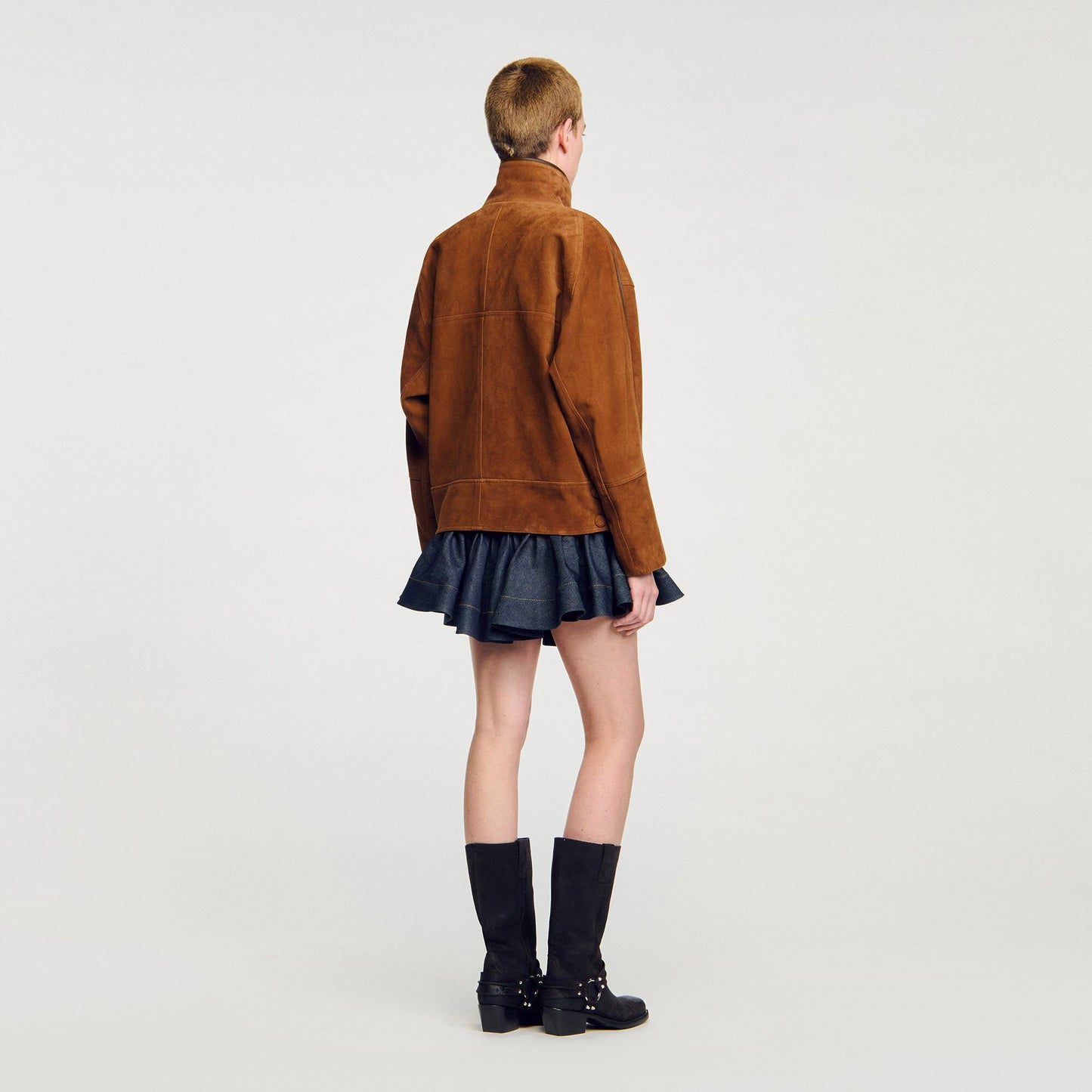 Sandro Oversized suede jacket Brown