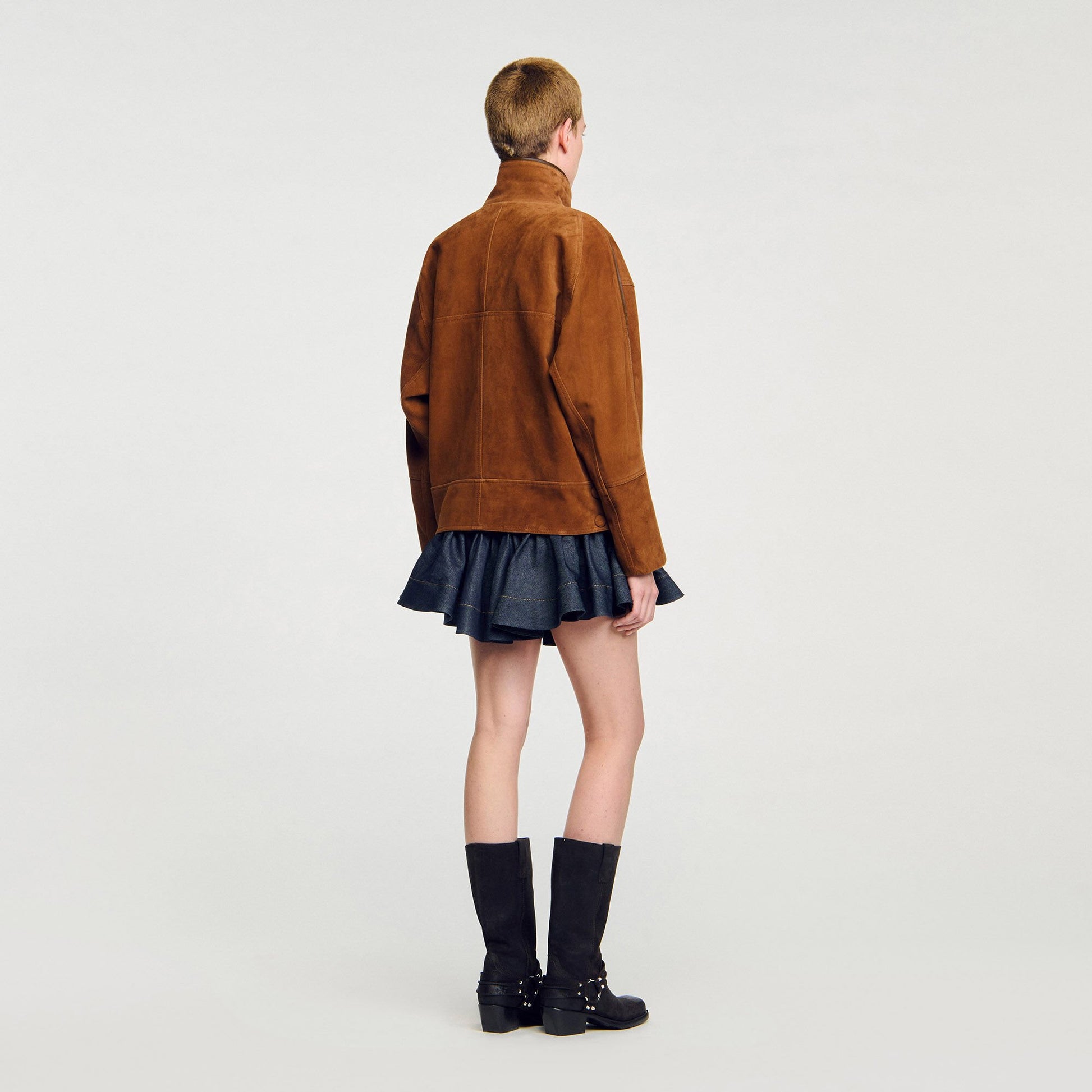 Sandro Oversized suede jacket Brown