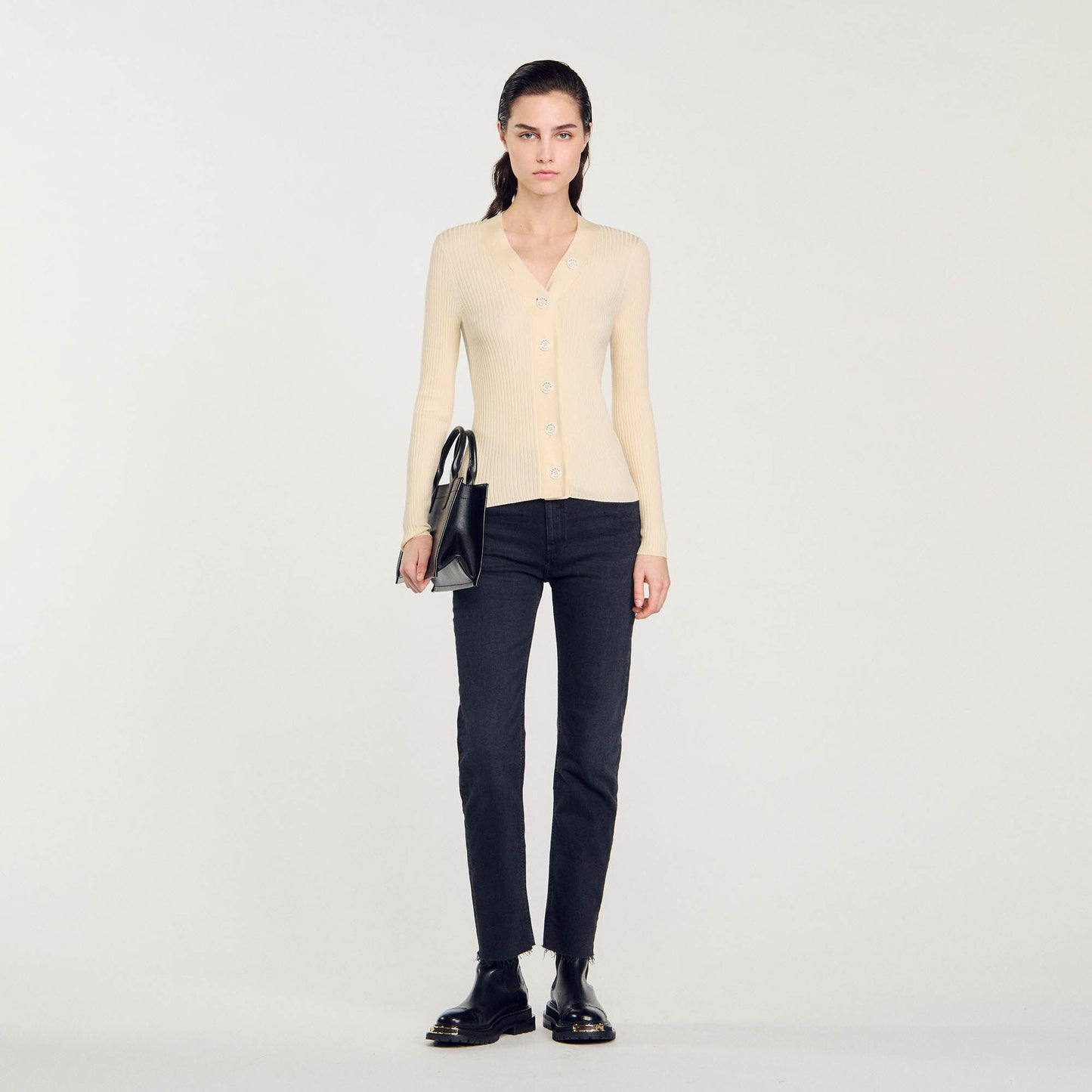 Sandro Cardigan in certified viscose Ecru