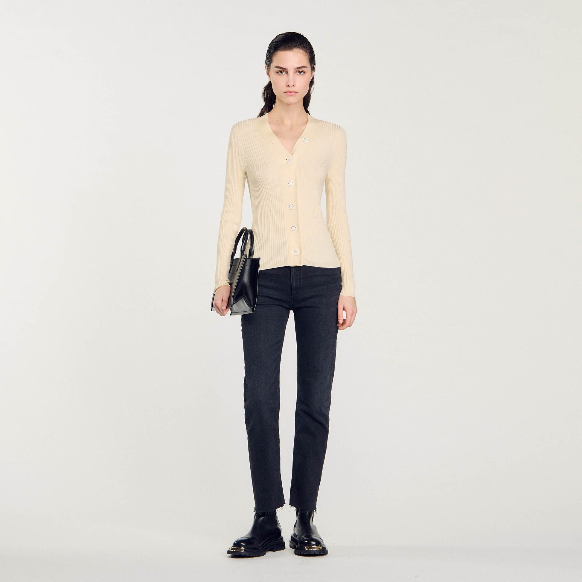 Sandro Cardigan in certified viscose Ecru