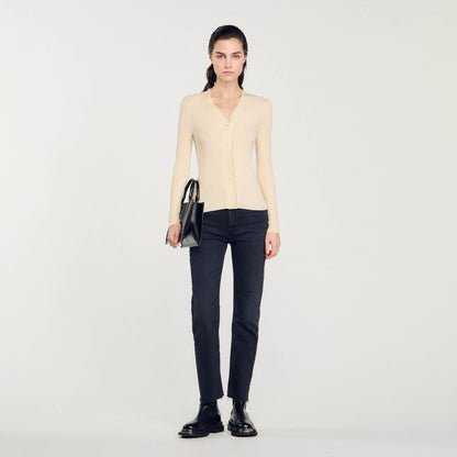 Sandro Cardigan in certified viscose Ecru