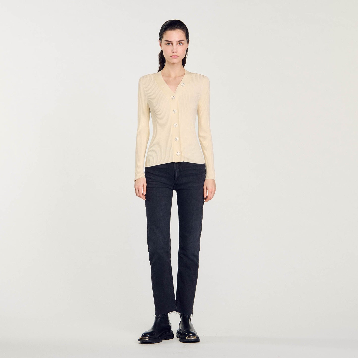 Sandro Cardigan in certified viscose Ecru