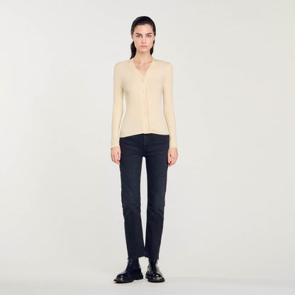 Sandro Cardigan in certified viscose Ecru