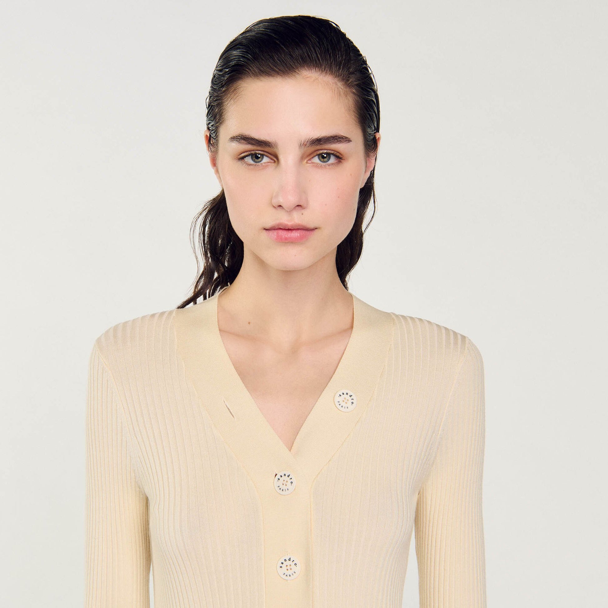 Sandro Cardigan in certified viscose Ecru