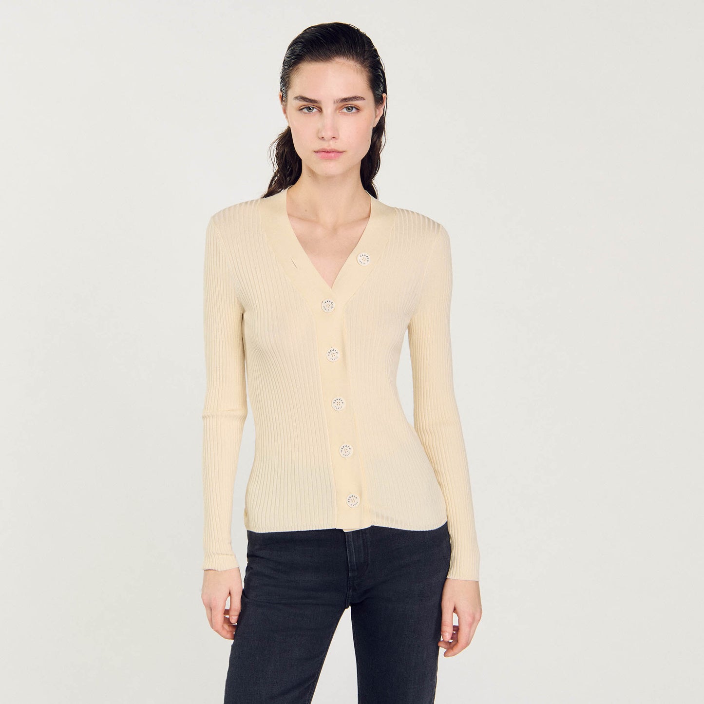 Sandro Cardigan in certified viscose Ecru