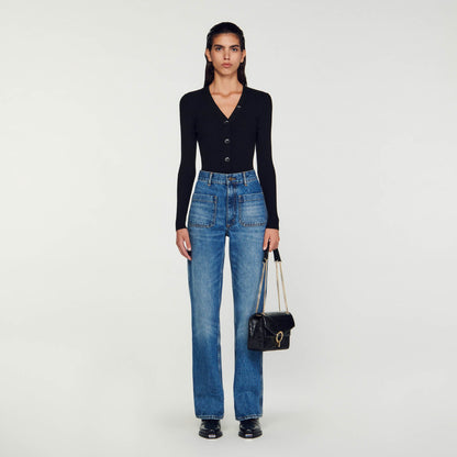 Sandro Cardigan in certified viscose Black