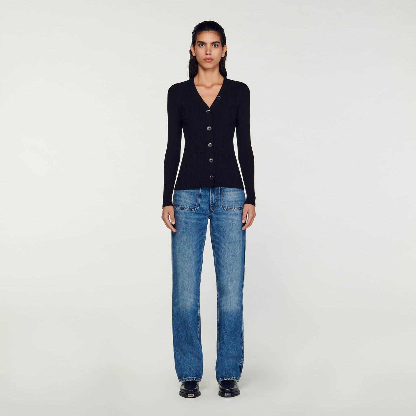 Sandro Cardigan in certified viscose Black