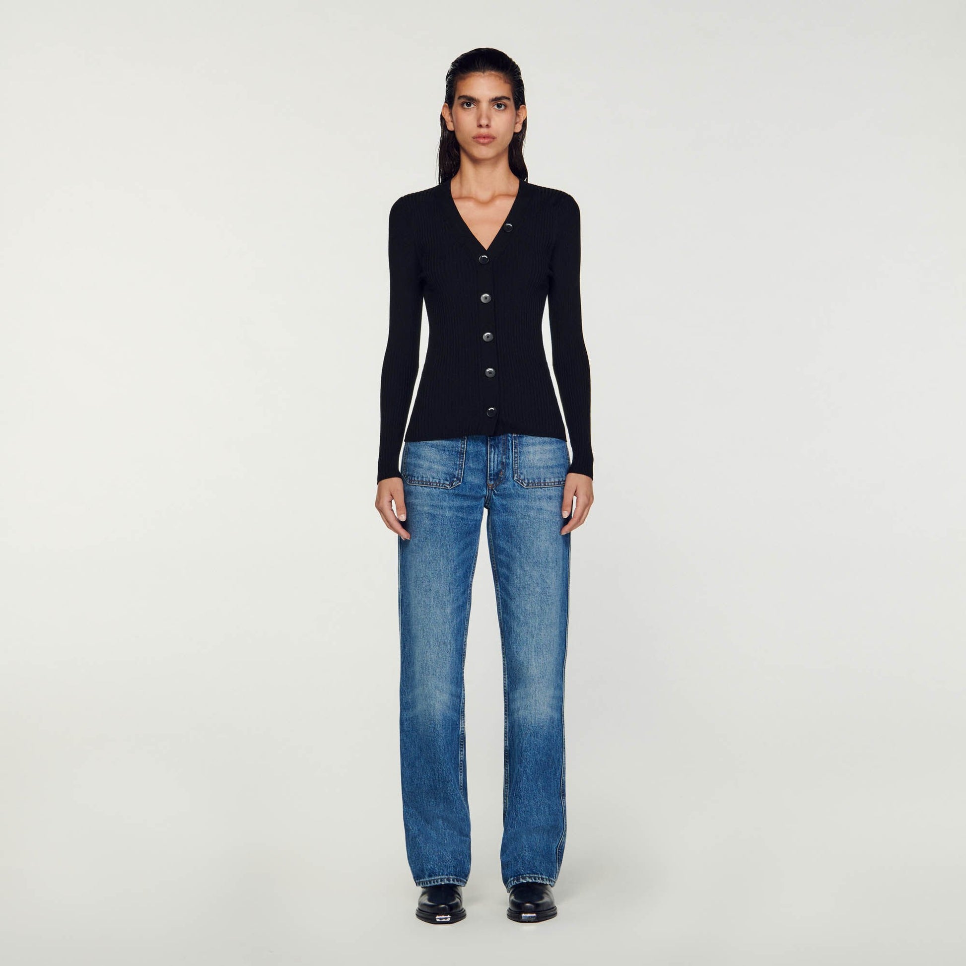 Sandro Cardigan in certified viscose Black