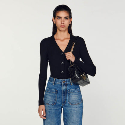 Sandro Cardigan in certified viscose Black