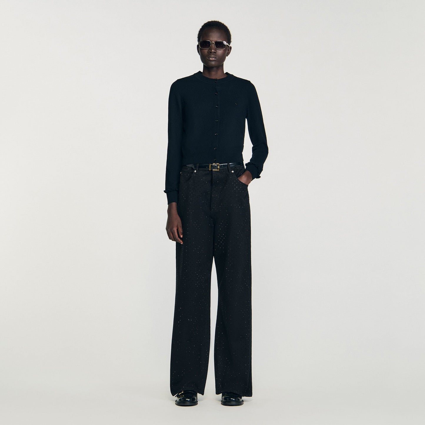 Sandro Ruffled cardigan Black