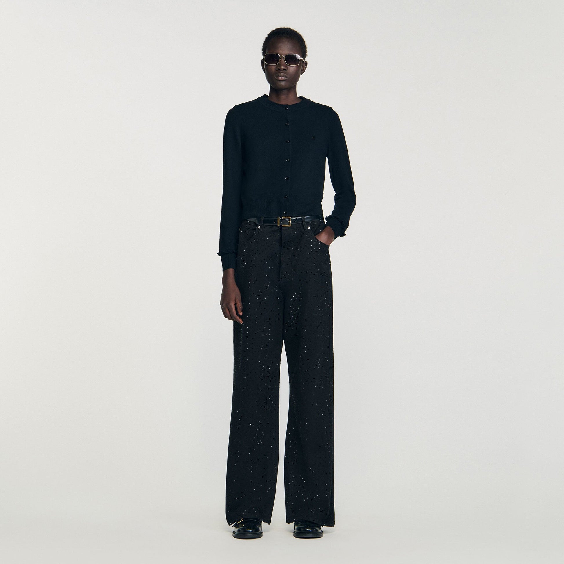 Sandro Ruffled cardigan Black