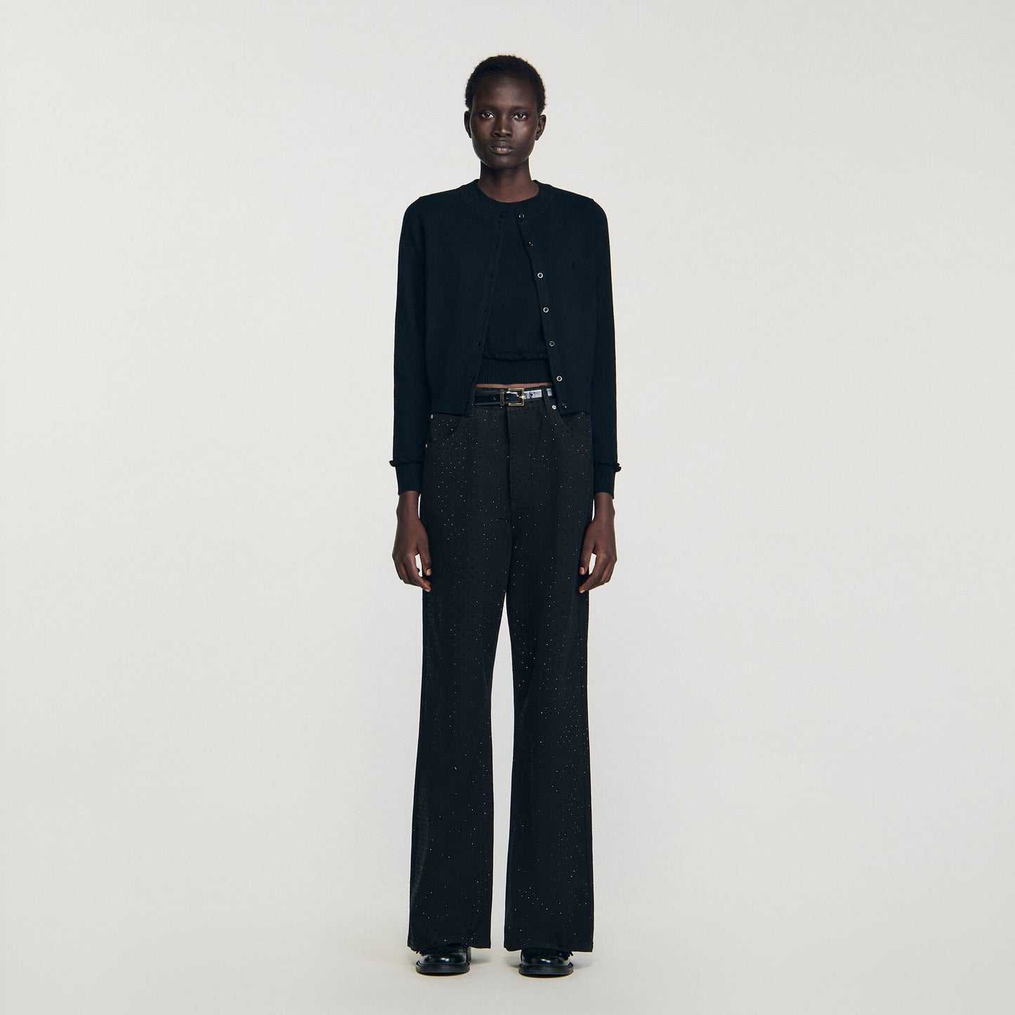 Sandro Ruffled cardigan Black