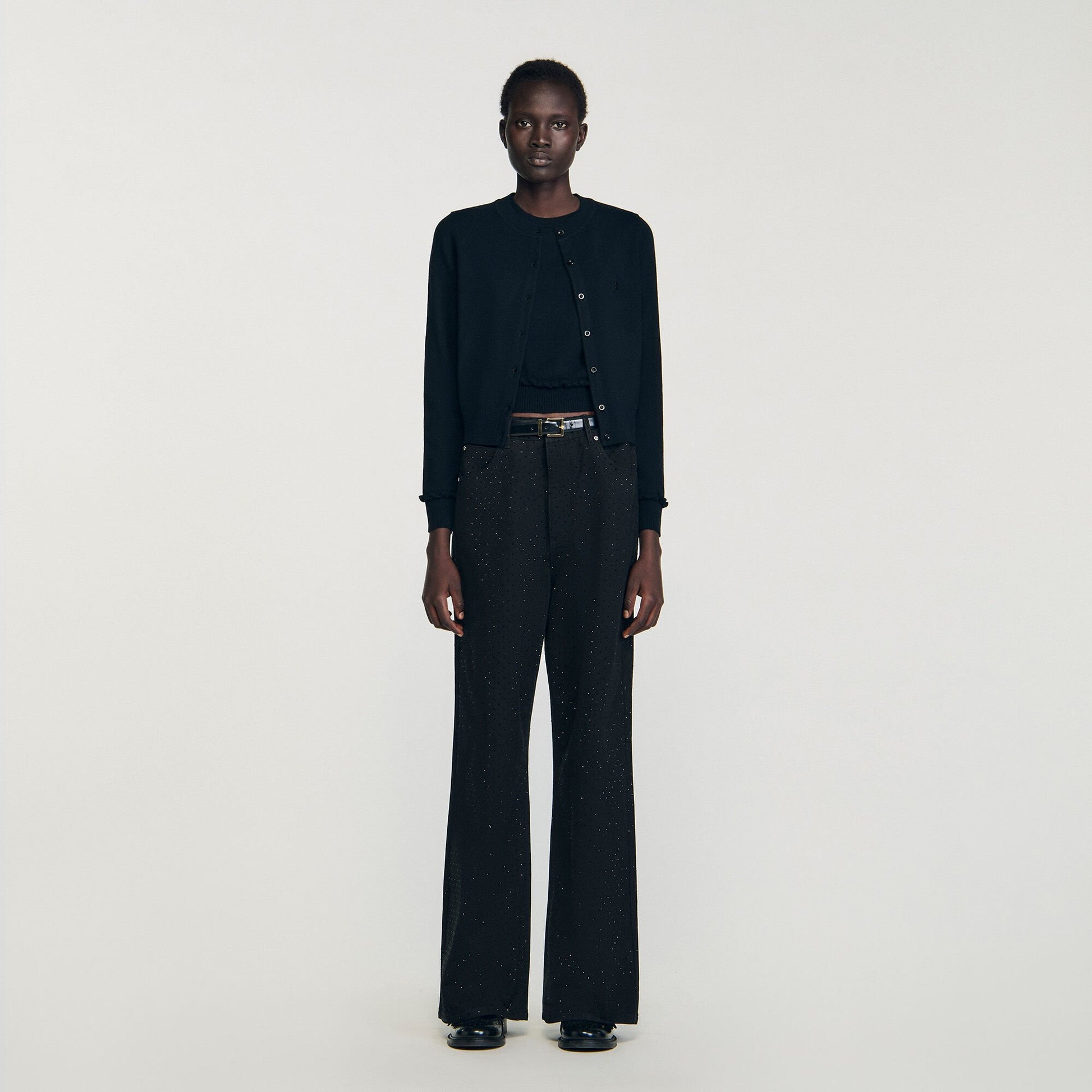 Sandro Ruffled cardigan Black