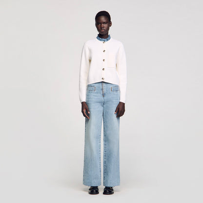 Sandro High-neck cardigan Ecru