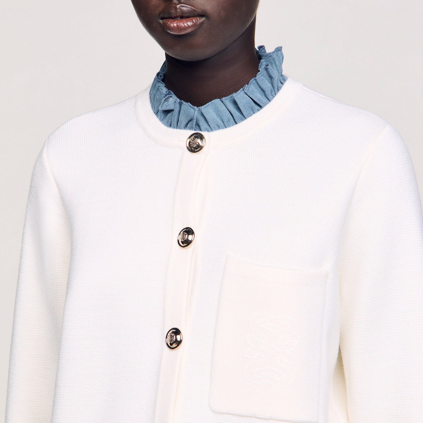 Sandro High-neck cardigan Ecru