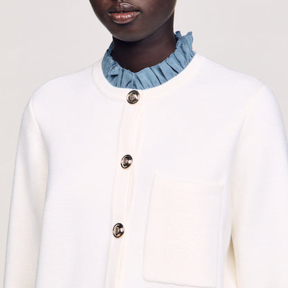 Sandro High-neck cardigan Ecru