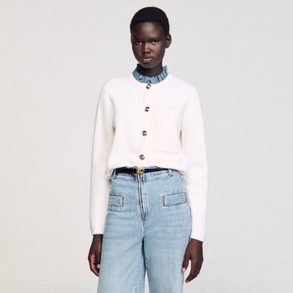 Sandro High-neck cardigan Ecru
