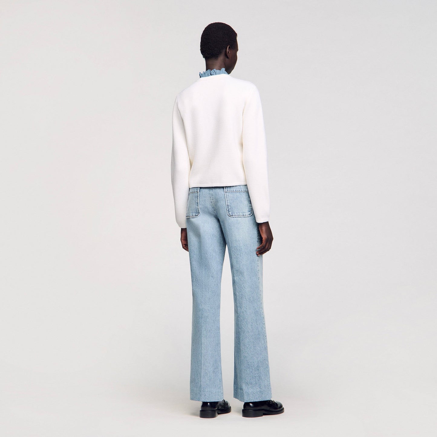 Sandro High-neck cardigan Ecru
