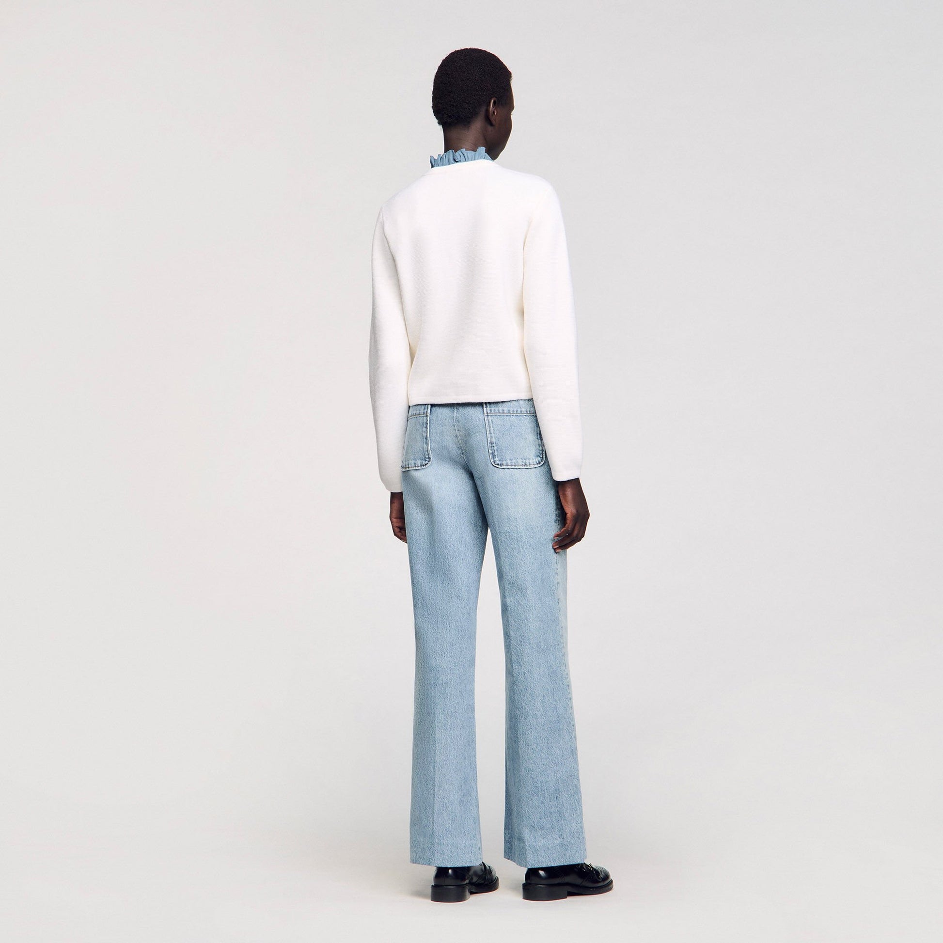 Sandro High-neck cardigan Ecru