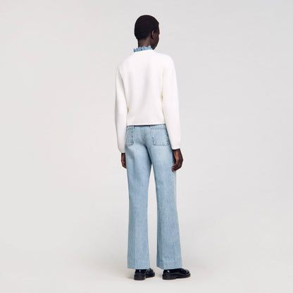 Sandro High-neck cardigan Ecru