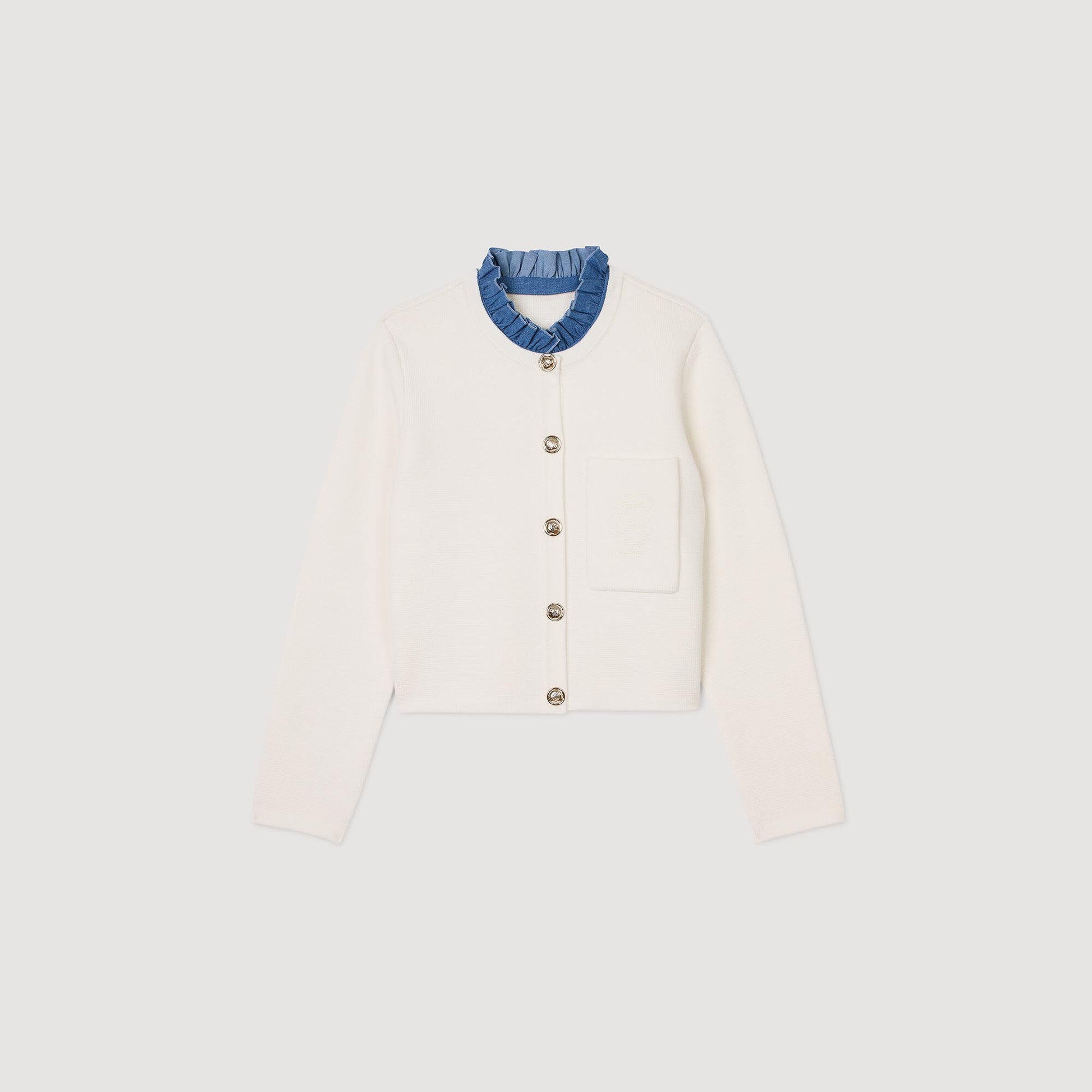 Sandro High-neck cardigan Ecru