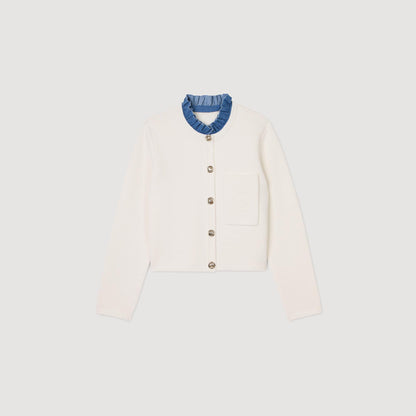 Sandro High-neck cardigan Ecru