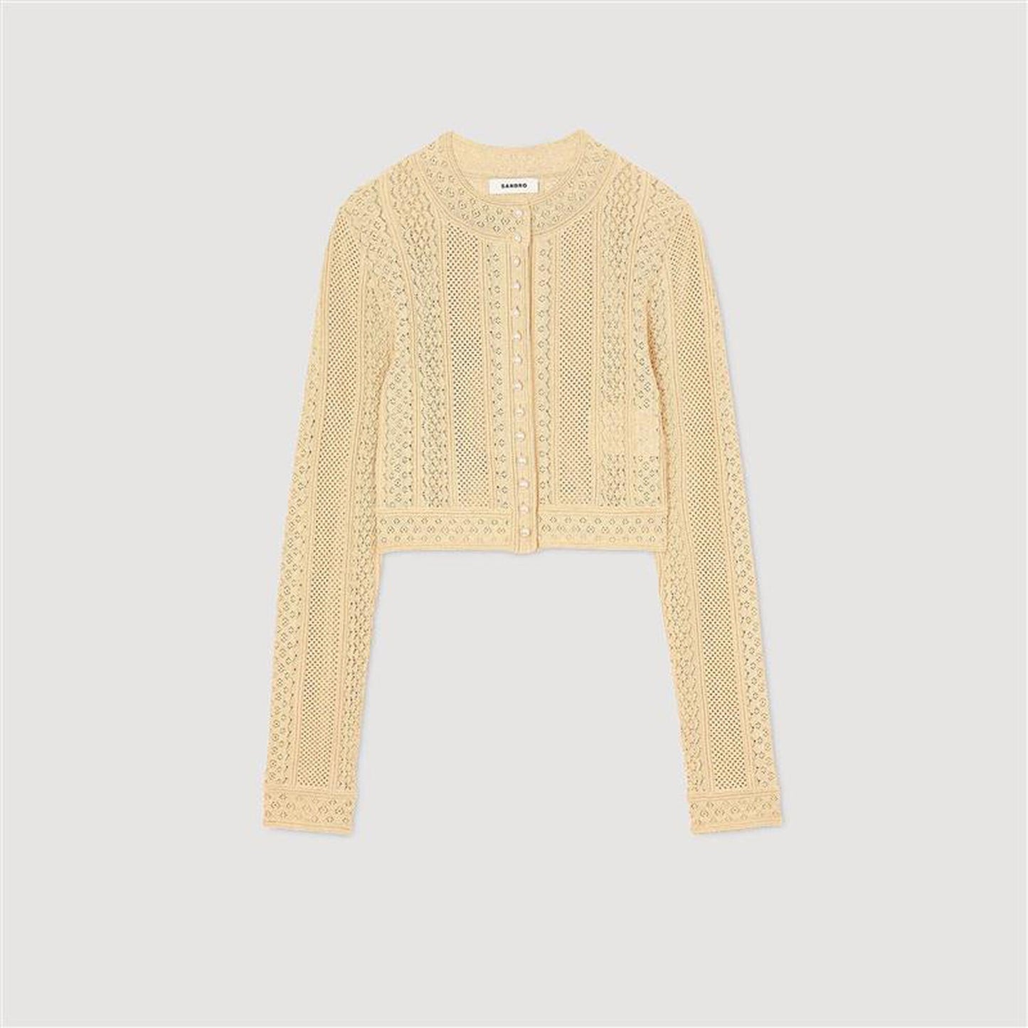 Sandro Pointelle knit cardigan Gold